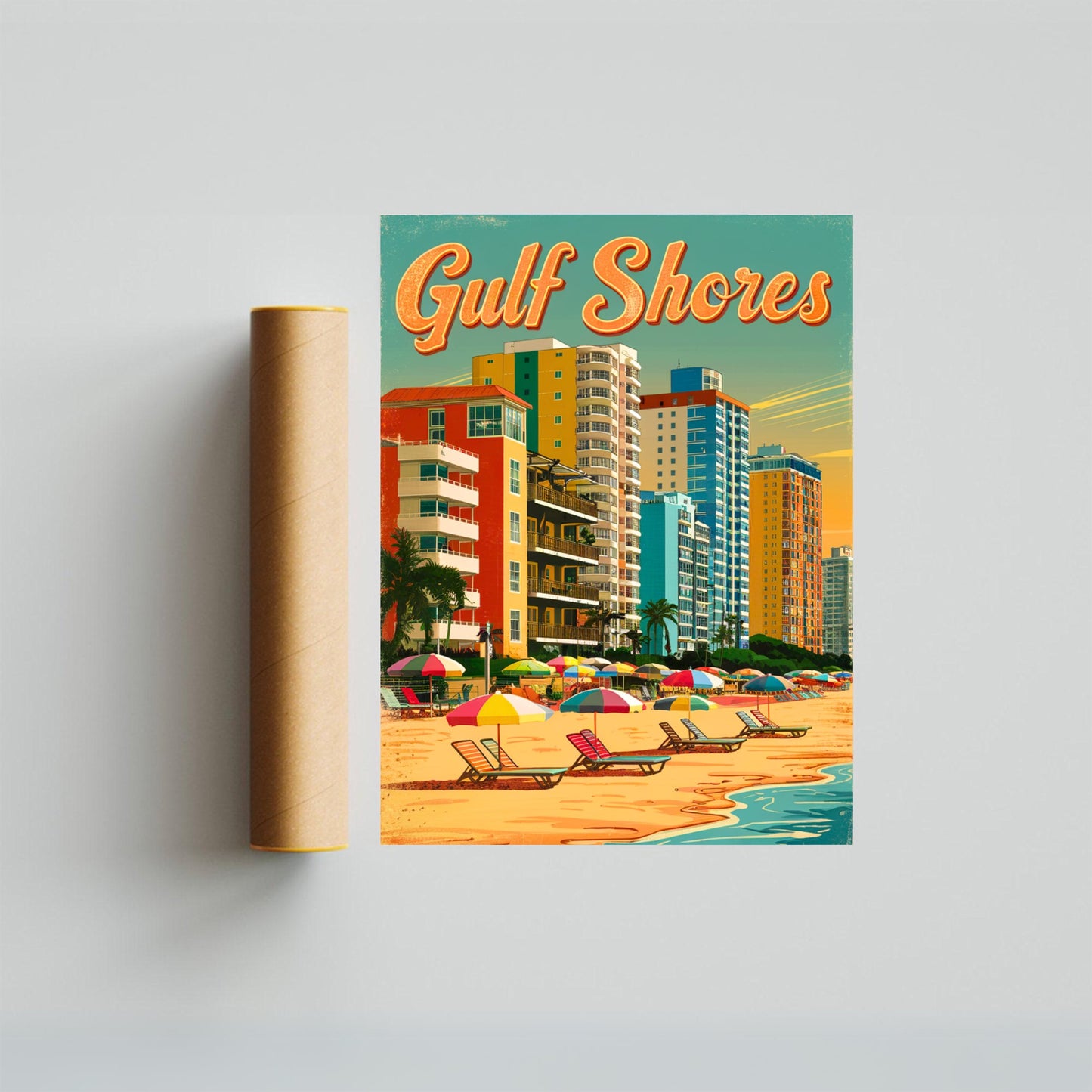 Gulf Shores Vintage Travel Poster