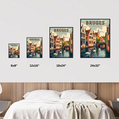 Bruges Vintage Travel Poster  - Timeless Medieval Charm