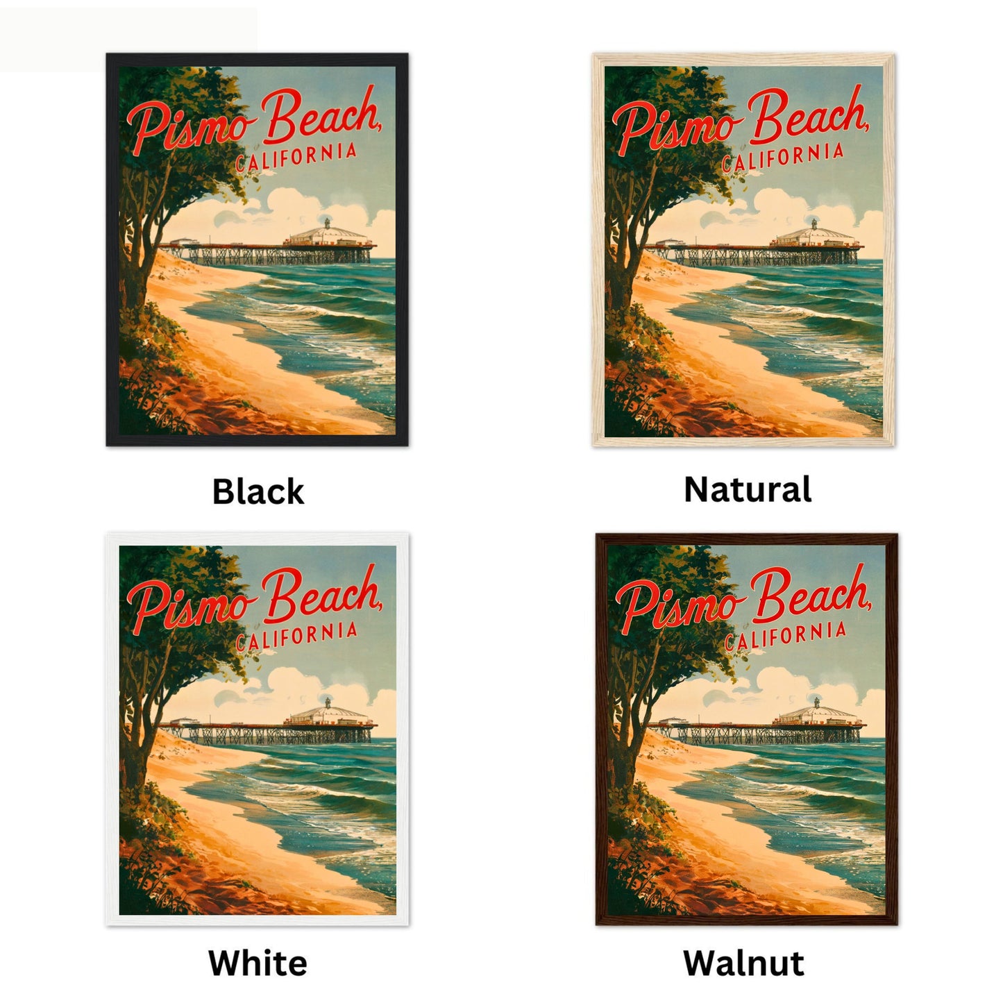 Pismo Beach Vintage Travel Poster - Classic Surf Town Escape