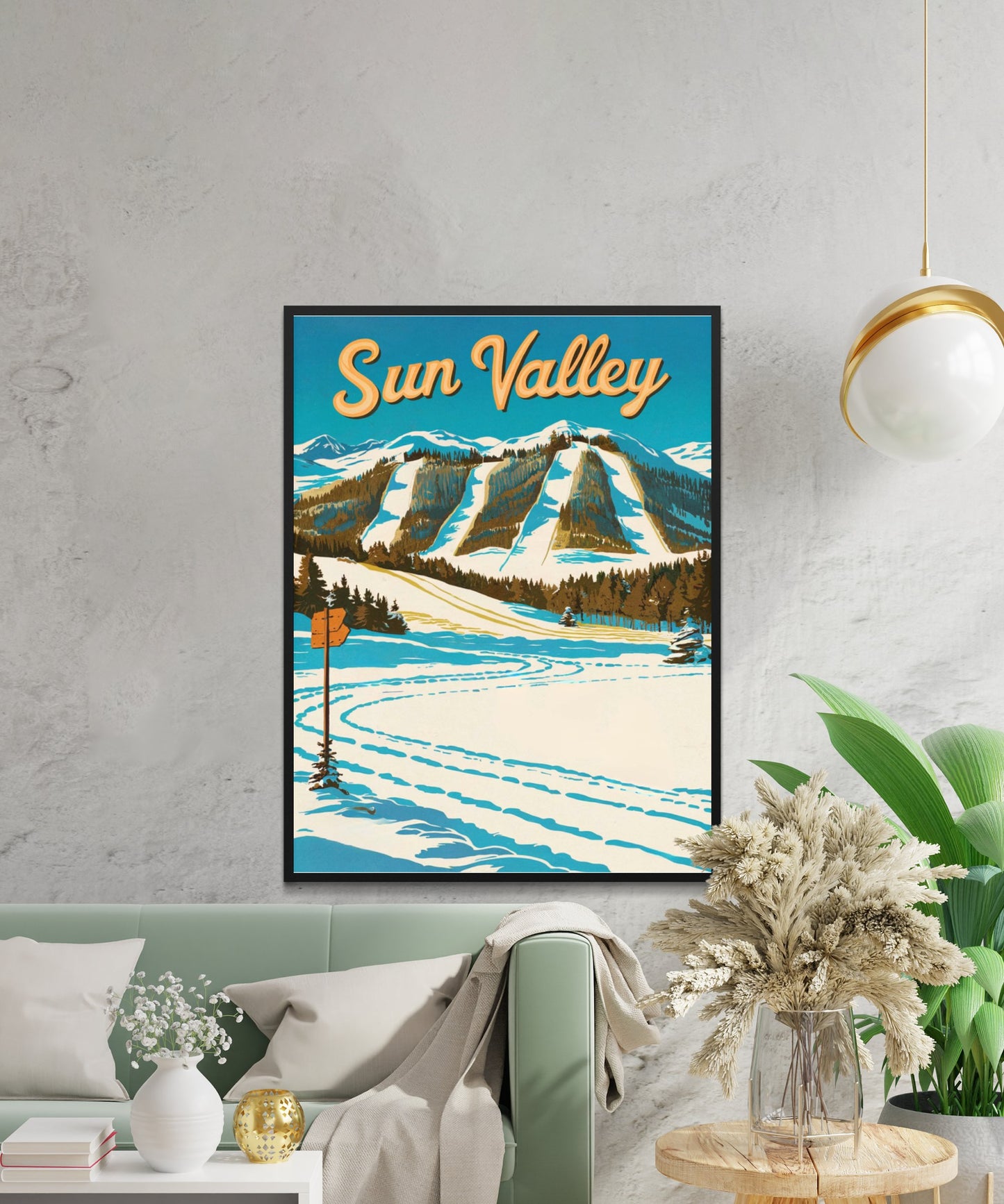 Sun Valley Vintage Travel Poster - Scenic Peaks and Sunny Slopes