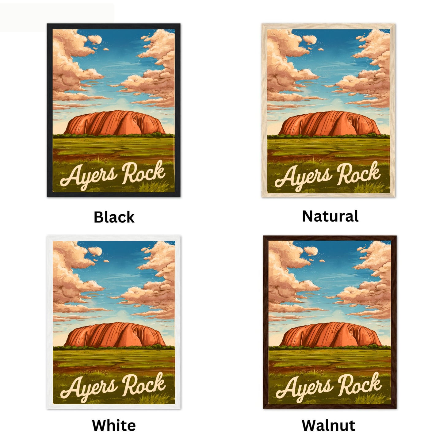 Ayers Rock Vintage Travel Poster - Majestic Natural Wonder