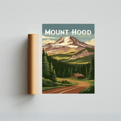 Mount Hood Vintage Travel Poster -Iconic Northwest Peak