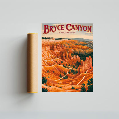 Bryce Canyon Vintage Travel Poster- Hoodoos and Scenic Vistas