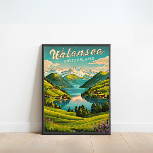 Walensee Vintage Travel Poster - Timeless Alpine Tranquility