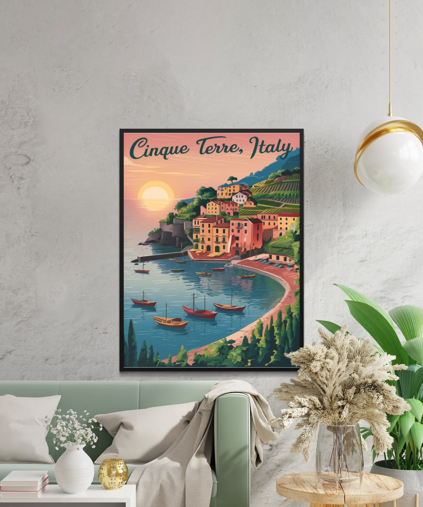 Cinque Terre Vintage Travel Poster