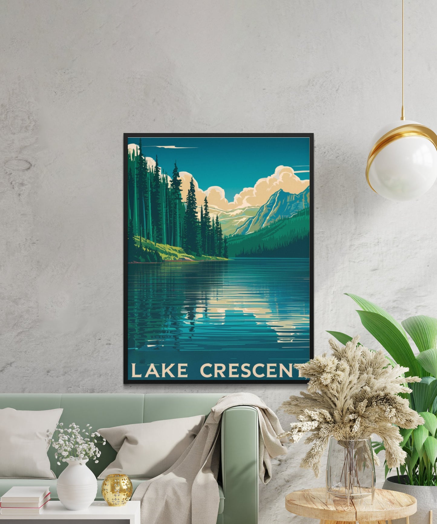 Lake Crescent Vintage Travel Poster - Serene Escape