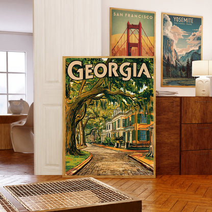 Georgia Vintage Travel Poster - Savannah