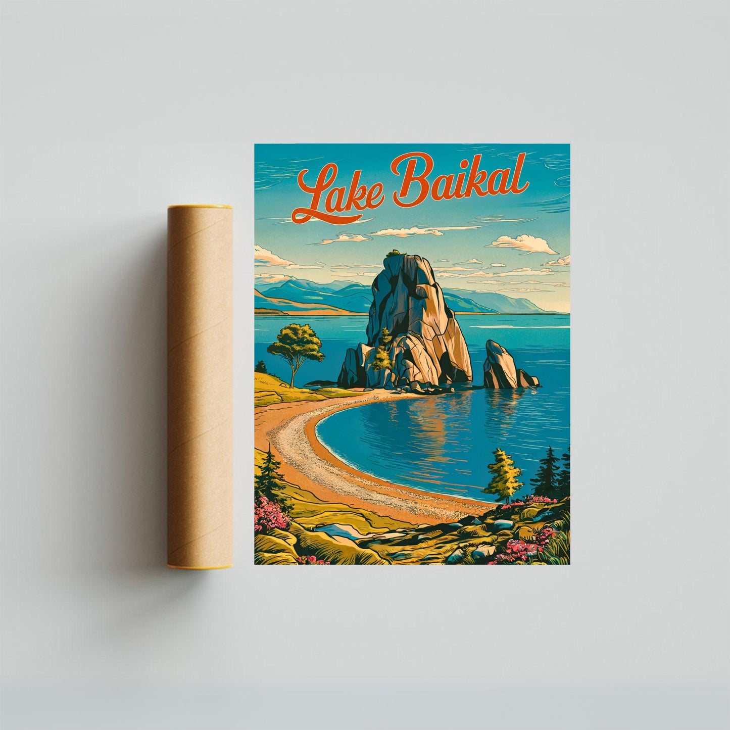 Lake Baikal Vintage Travel Poster