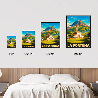 La Fortuna Vintage Travel Poster - Majestic Peak