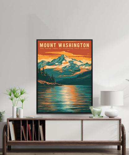 Mount Washington Vintage Travel Poster - Peak of New England