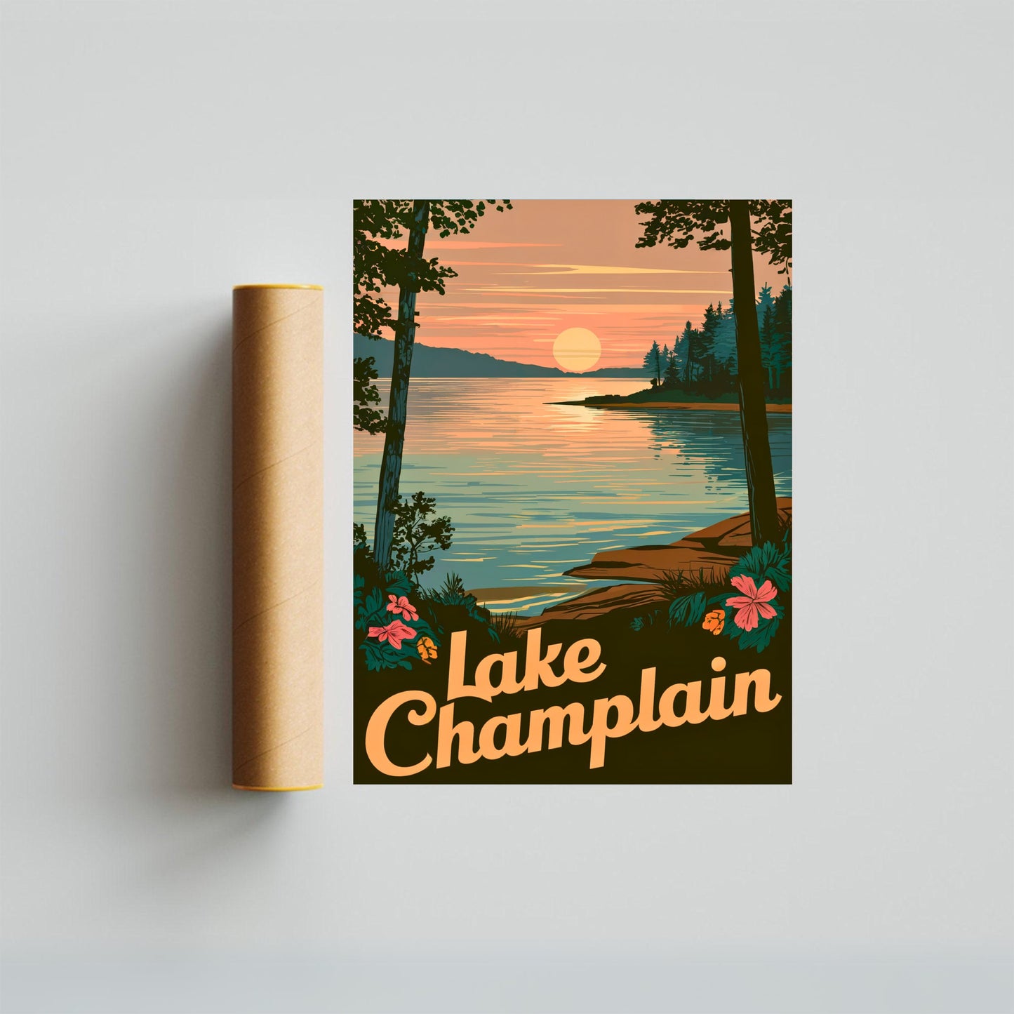 Lake Champlain  Vintage Travel Poster  - Timeless Waters of the Northeast