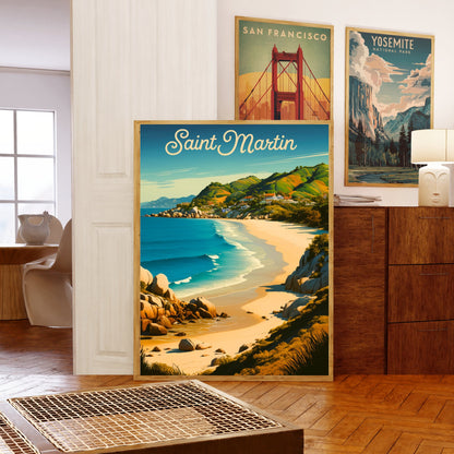 Saint Martin Vintage Travel Poster - Coastal Beauty