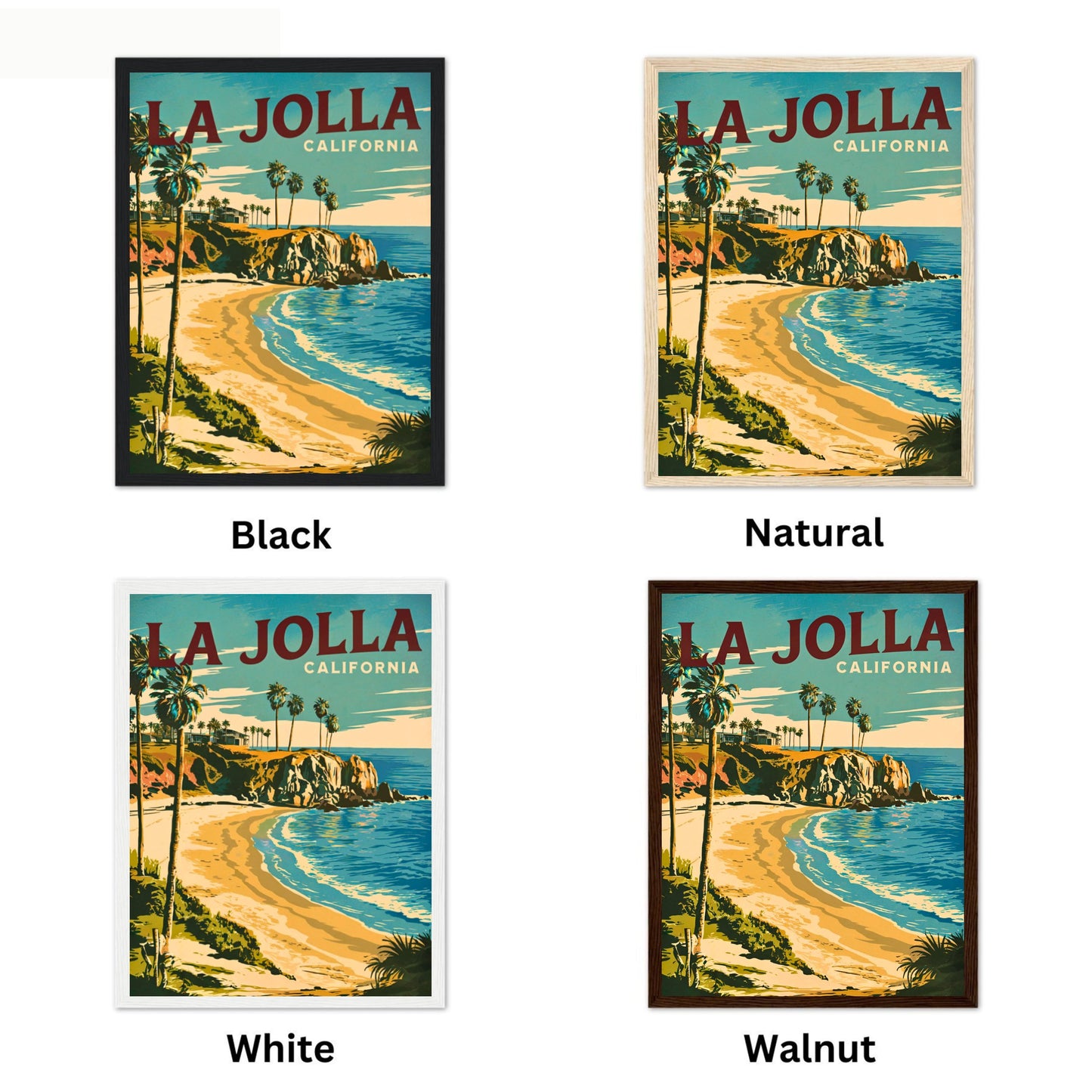 La Jolla Cove  Vintage Travel Poster - California's Pristine Shores