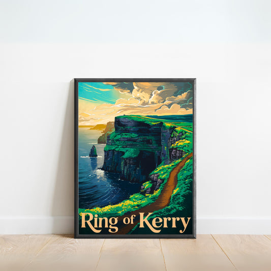 Ring of Kerry Vintage Travel Poster - Emerald Hills