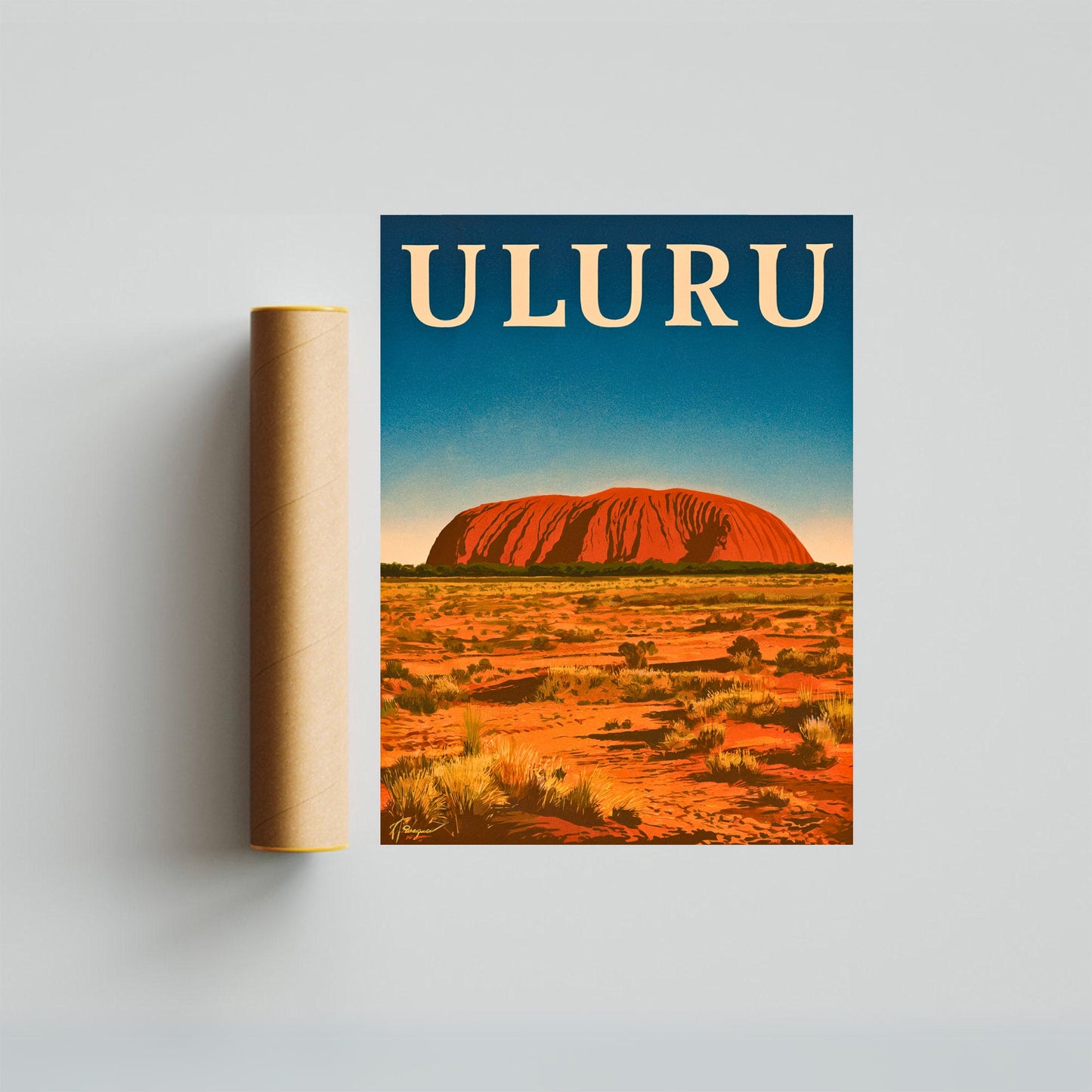 Uluru Rocks Vintage Travel Poster - Red Rock Majesty