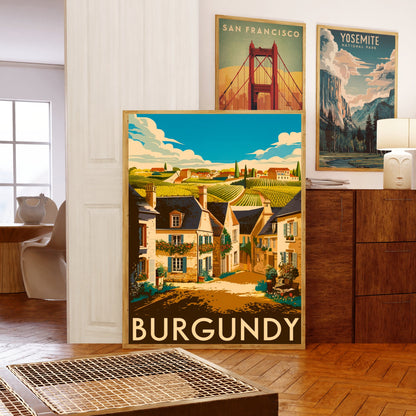 Burgundy Vintage Travel Poster