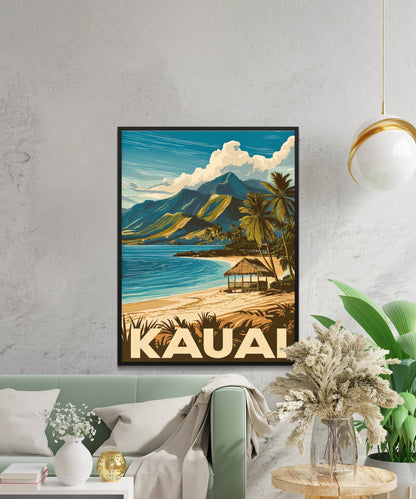 Kauai Vintage Travel Poster - Coastal Beauty