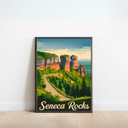 Seneca Rocks Vintage Travel Poster - Rugged Peaks