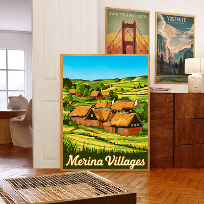 Merina Villages Vintage Travel Poster - Tropical Island