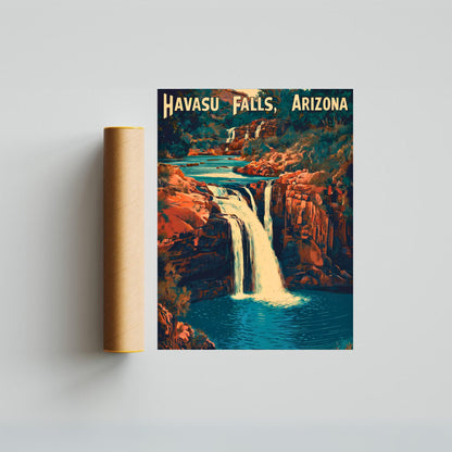 Havasu Falls Vintage Travel Poster - Hidden Gem of the Grand Canyon