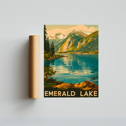 Emerald Lake Vintage Travel Poster - Pristine Lakes