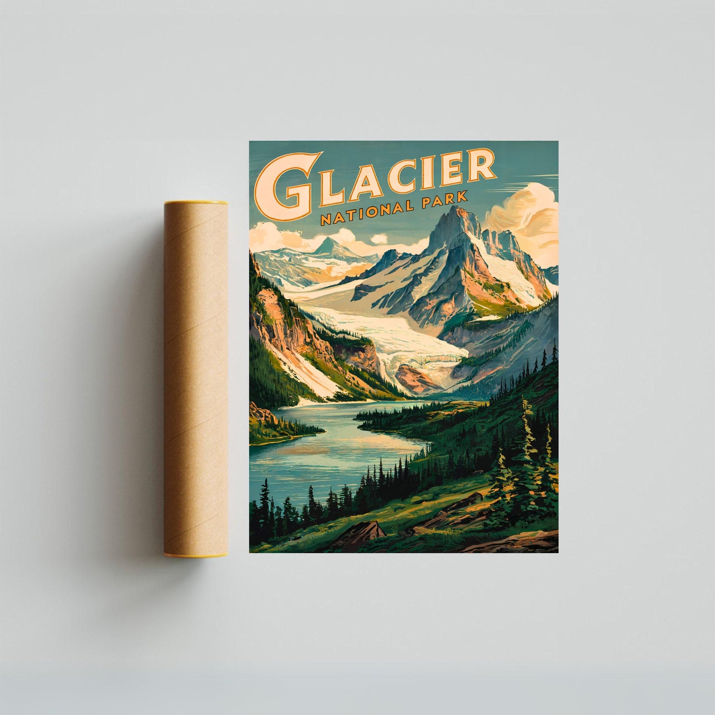 Glacier National Park Vintage Travel Poster - Timeless Mountain Majesty