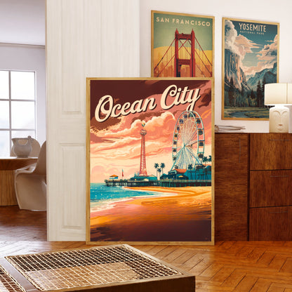 Ocean City Vintage Travel Poster - Soft Sand