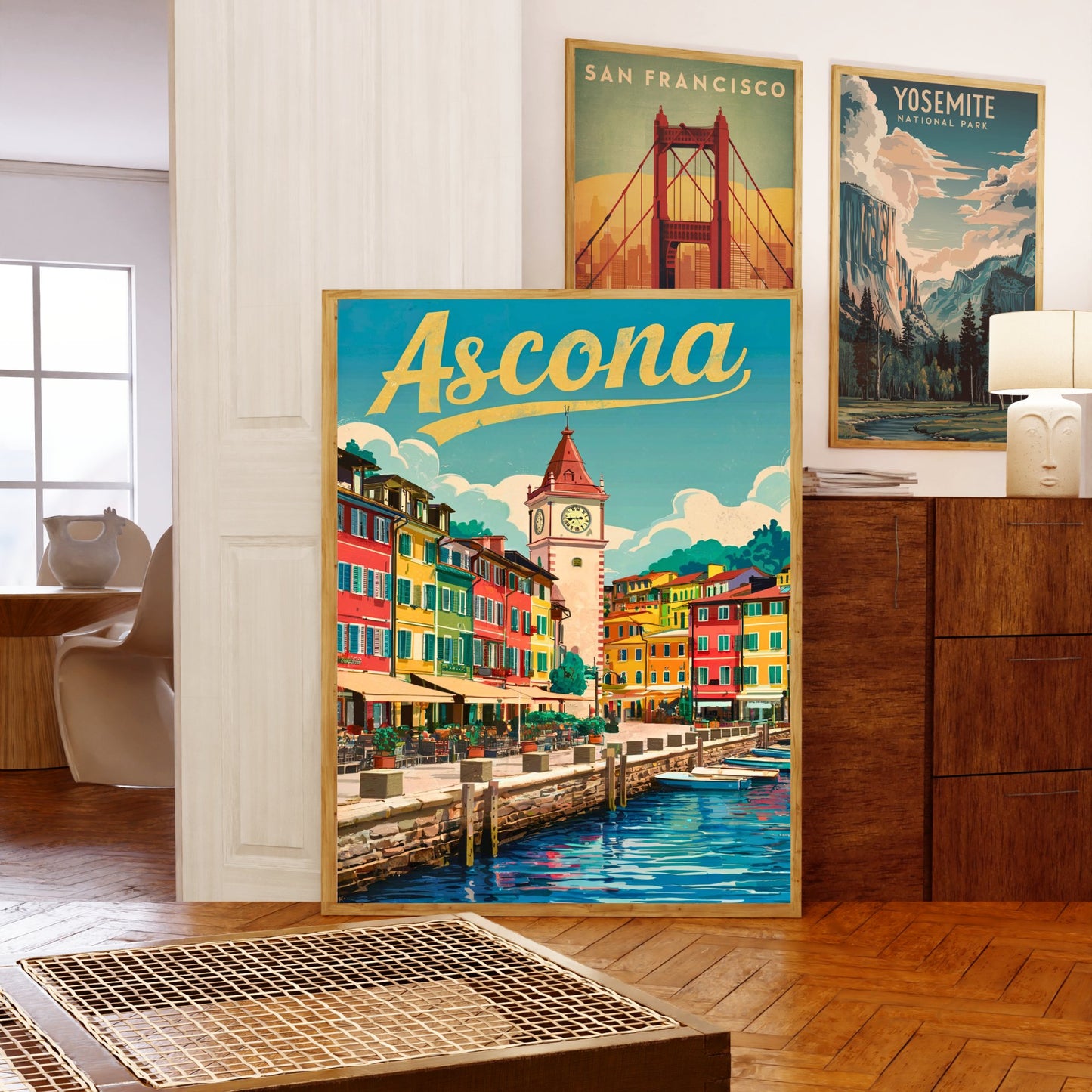 Ascona Vintage Travel Poster - Swiss Elegance by the Water