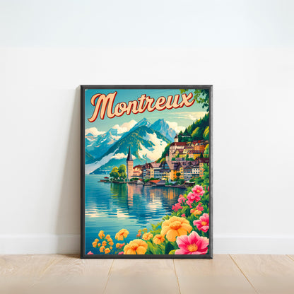 Montreux Vintage Travel Poster - Alpine Views