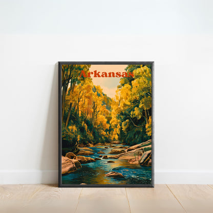 Arkansas Vintage Travel Poster - Albert Pike Falls