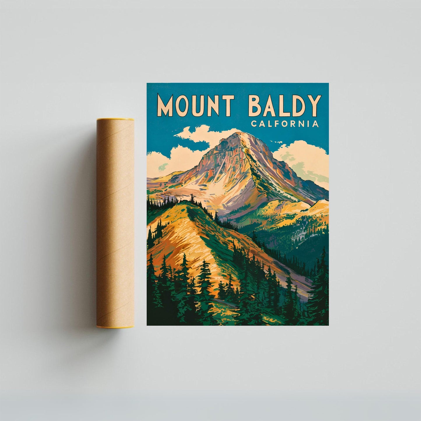 Mount Baldy Vintage Travel Poster - Timeless Mountain Majesty