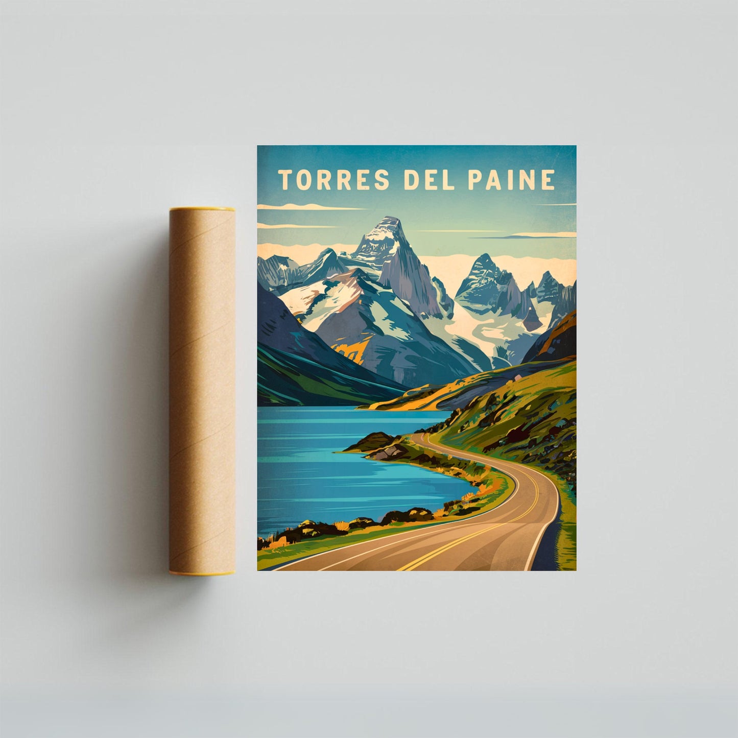 Torres del Paine Vintage Travel Poster - Iconic Peaks