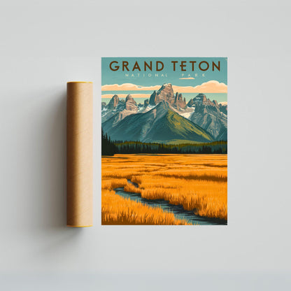 Grand Teton  Vintage Travel Poster