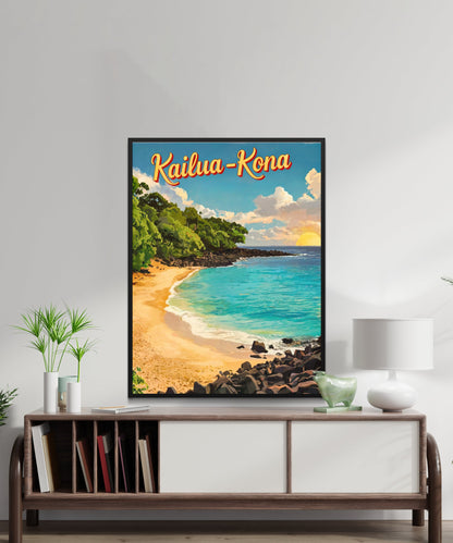 Kailua-Kona Vintage Travel Poster - Heart of Hawaii’s Big Island