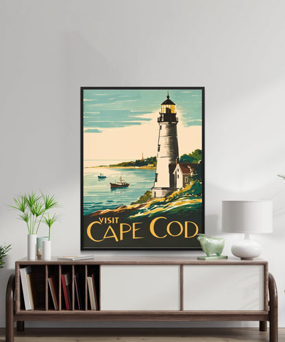 Cape Cod Vintage Travel Poster - Lighthouse Views