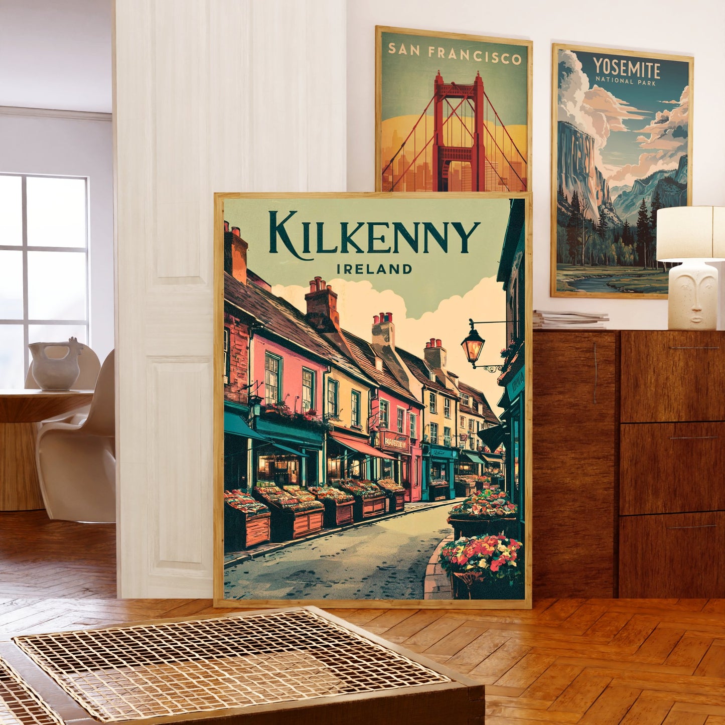 Kilkenny Vintage Travel Poster  - Cobblestone Streets