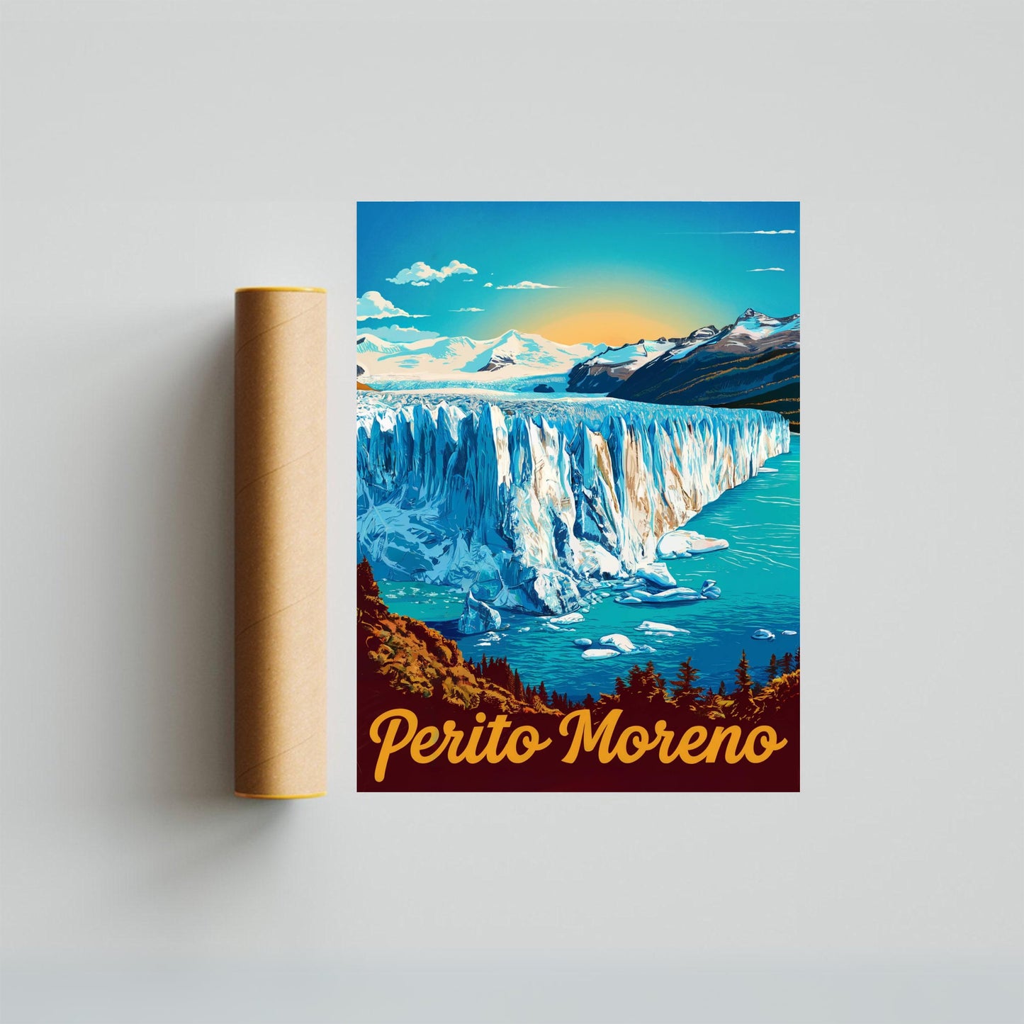 Perito Moreno Glacier Vintage Travel Poster -  The Majestic Glacier of Patagonia