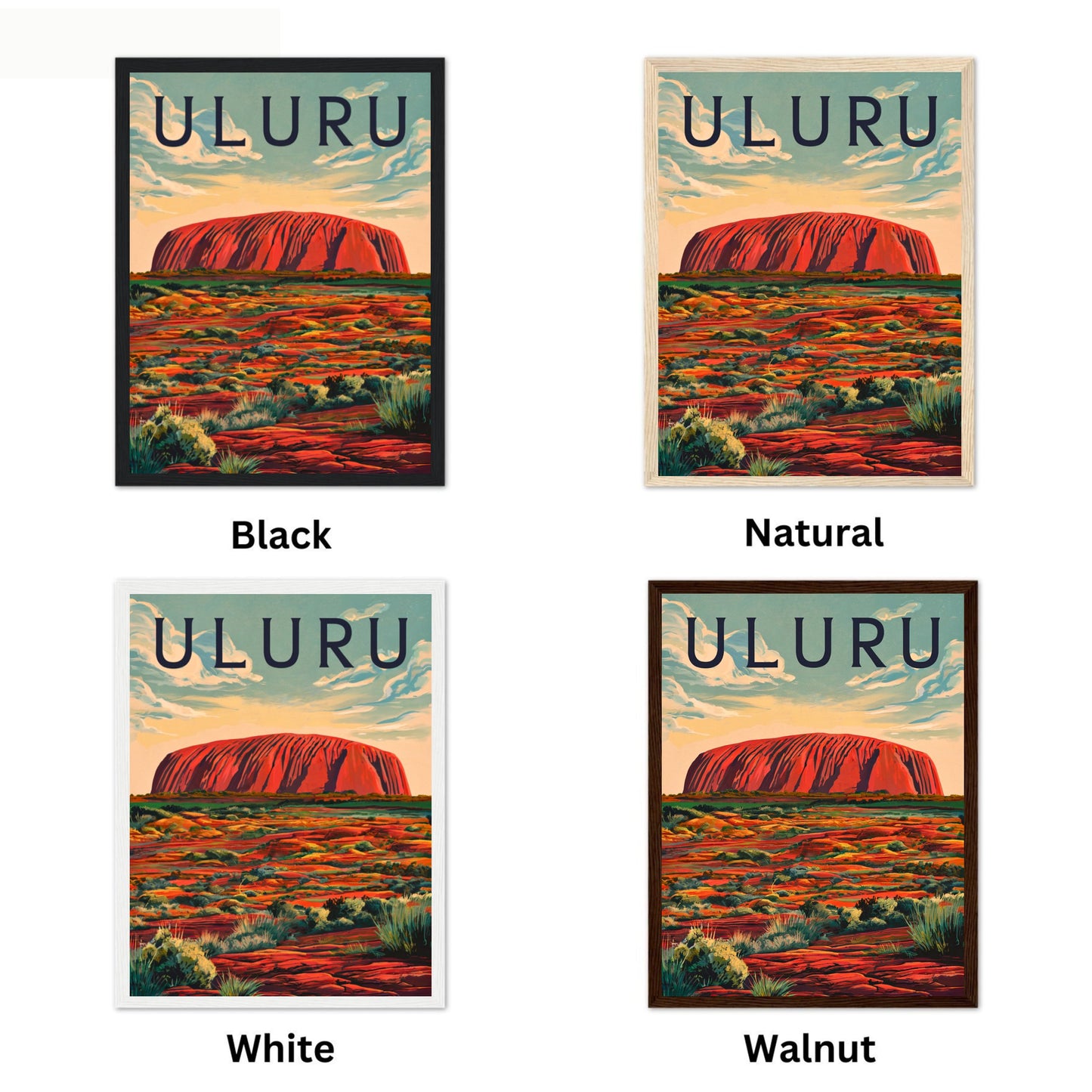 Uluru Rocks Vintage Travel Poster - Ayers Rock