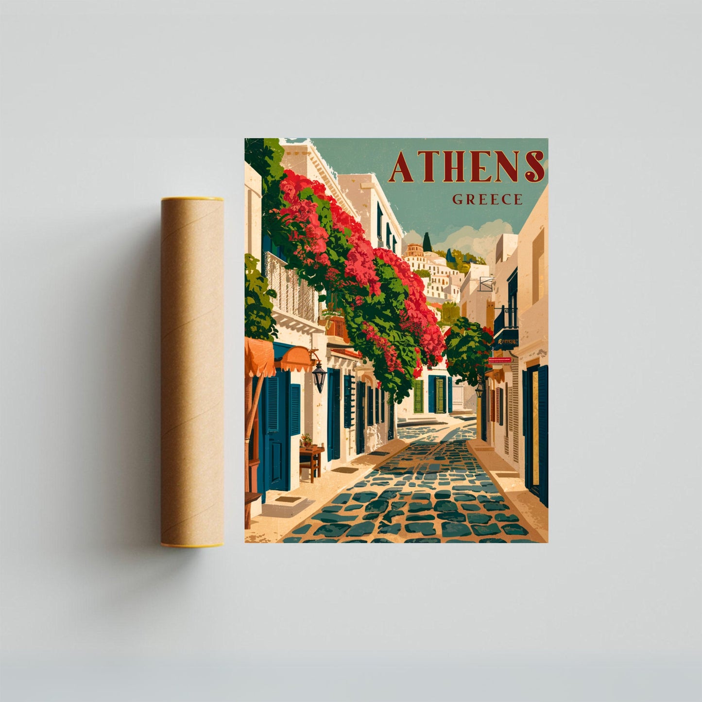 Athens Vintage Travel Poster - Greece Street