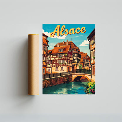 Alsace Vintage Travel Poster - Rhine Valley