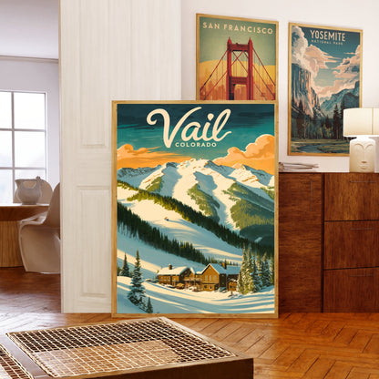 Vail Mountain Vintage Travel Poster - Charming Destination