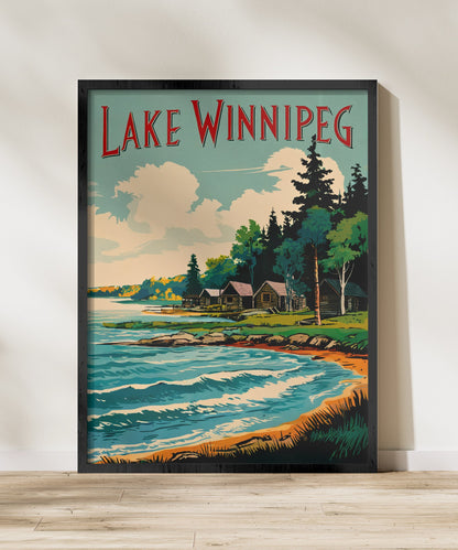 Lake Winnipeg Vintage Travel Poster - Expansive and Serene