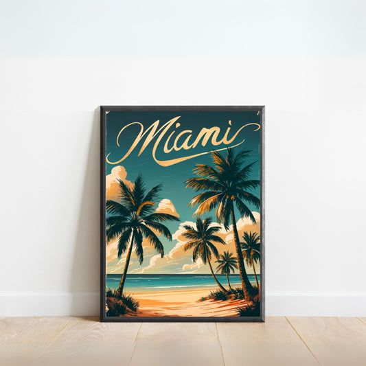 Miami Vintage Travel Poster - Oceanfront City