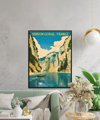 Verdon Gorge Vintage Travel Poster - Nature's Majestic Gorge in Provence