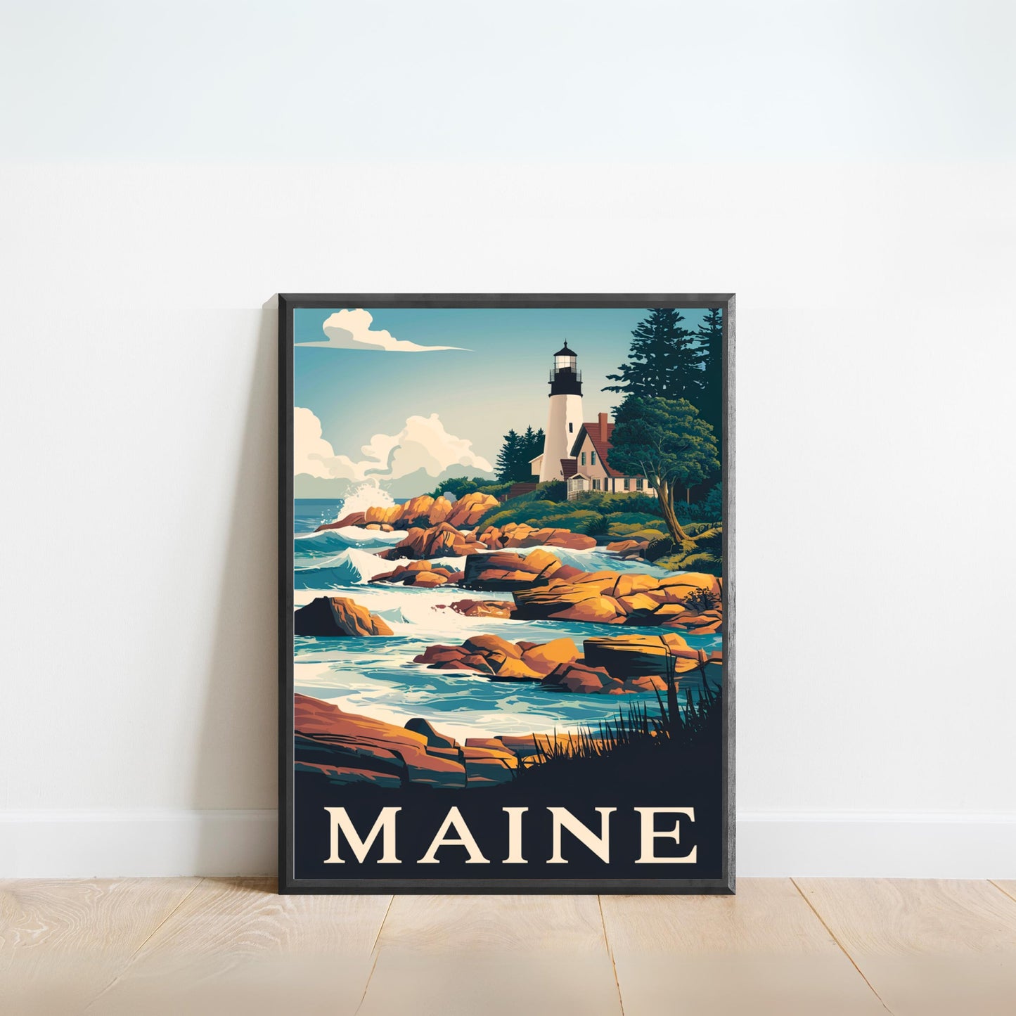 Maine Vintage Travel Poster - Coastal Beauty