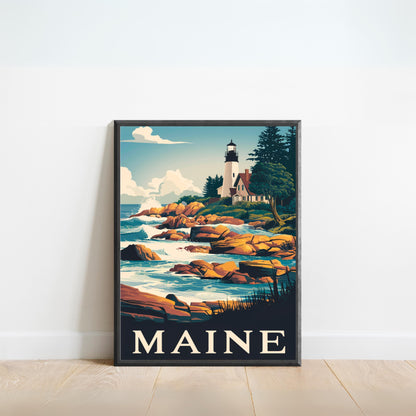 Maine Vintage Travel Poster - Coastal Beauty