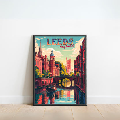 Leeds Vintage Travel Poster - Modern Skyline