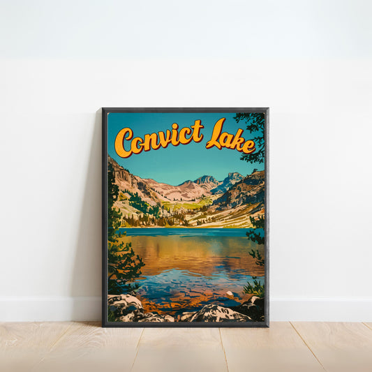 Convict Lake  Vintage Travel Poster - Scenic River