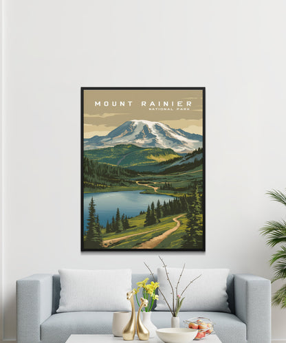 Mount Rainer Vintage Travel Poster