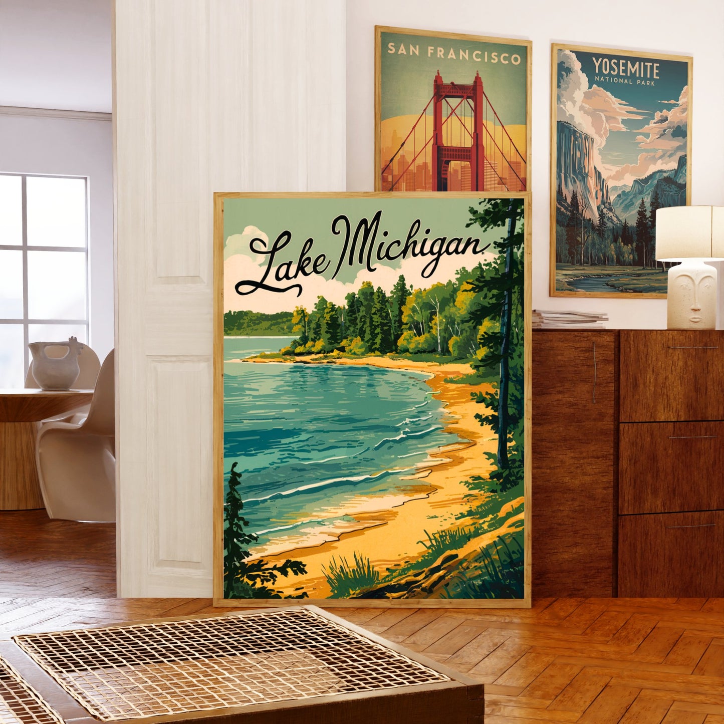 Lake Michigan Vintage Travel Poster - Outdoor Adventure